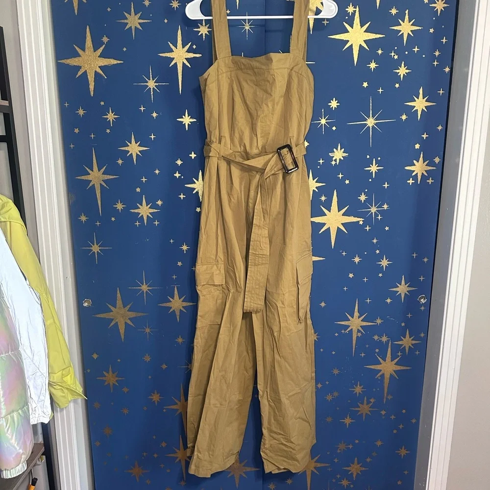 NWT Cider Cotton Mid Rise Utility Jumpsuit with Belted Waist L - Picture 6 of 12